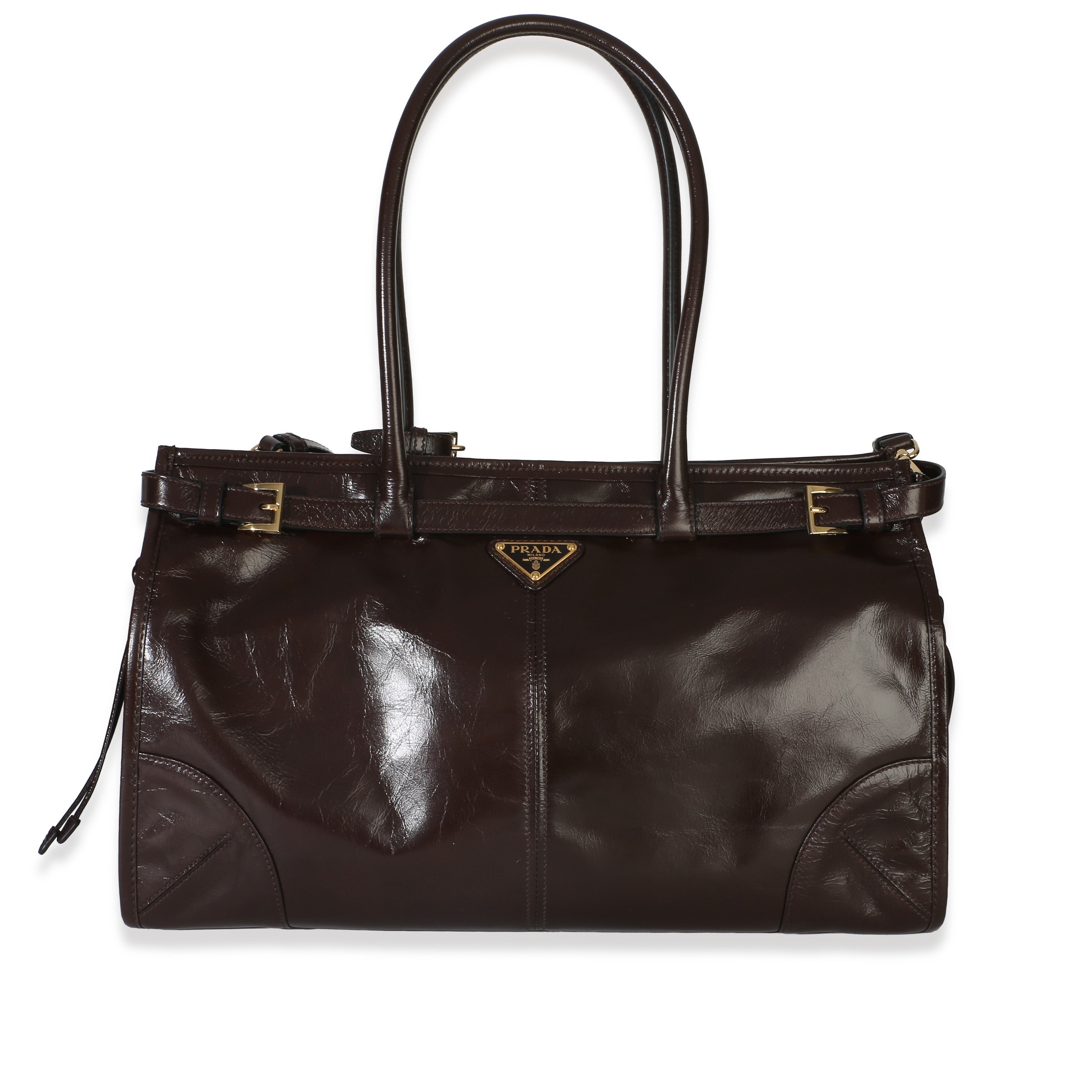 Brown Shiny Nappa Large Bonnie Shoulder Bag