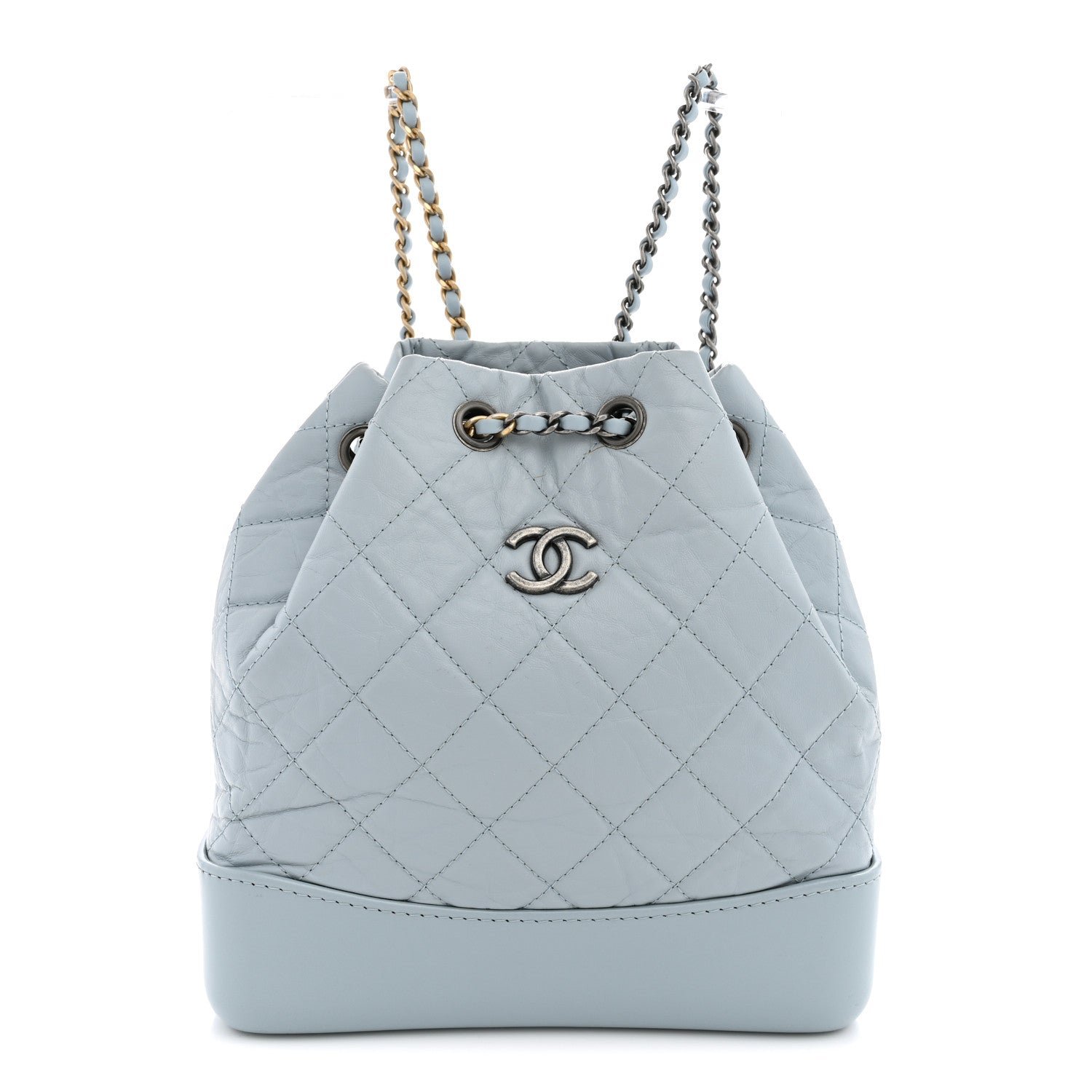 Chanel Aged Calfskin Quilted Small Gabrielle Backpack Light Blue