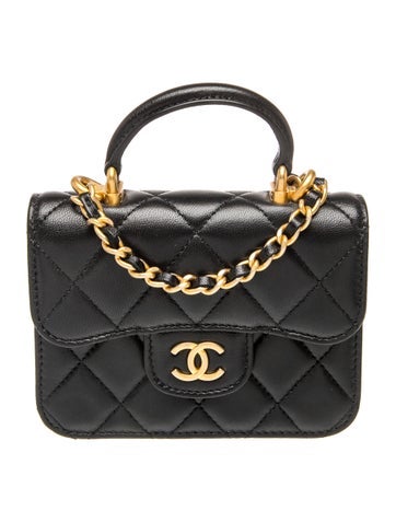 Top Handle Flap Coin Purse w/ Chain