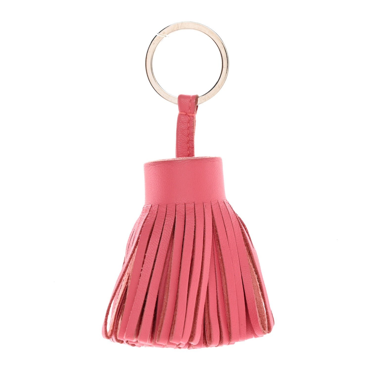 Hermes Lambskin Carmen Tassel Key Holder Rose Azalee