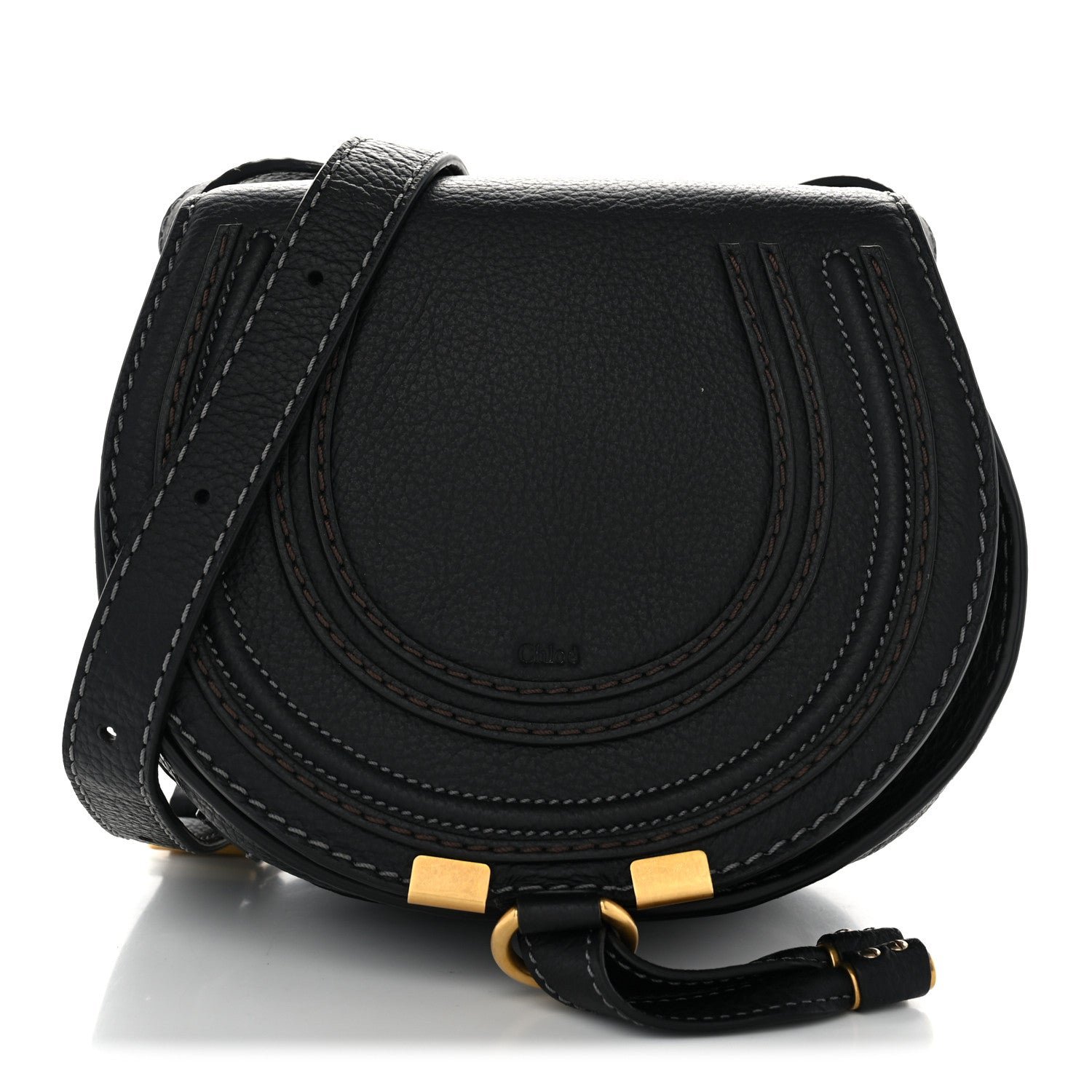 Chloe Calfskin Mini Marcie Round Crossbody Bag Black