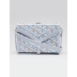 Goyard Goyard Polar Blue Chevron Print Coated Canvas Minaudiere Clutch Bag