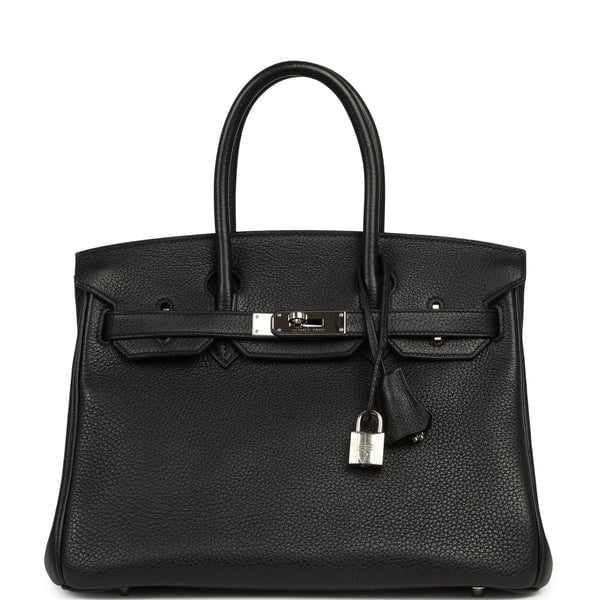 Pre-owned Hermes Birkin 30 Black Togo Palladium Hardware
