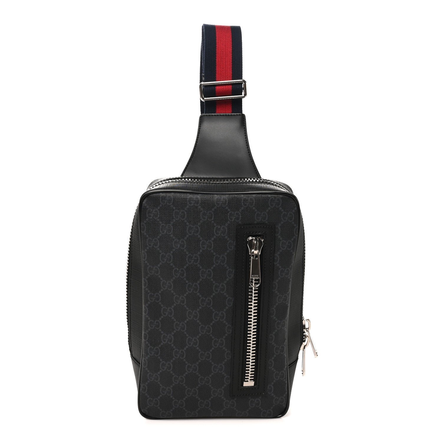Gucci GG Supreme Monogram Web Belt Bag Black Grey