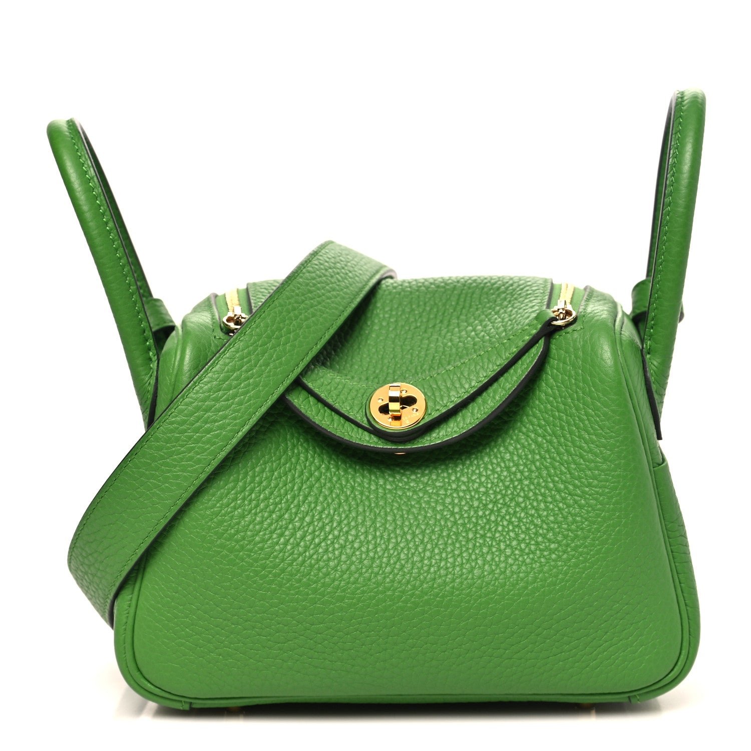 Hermes Hermes Taurillon Clemence Mini Lindy 20 Vert Yucca