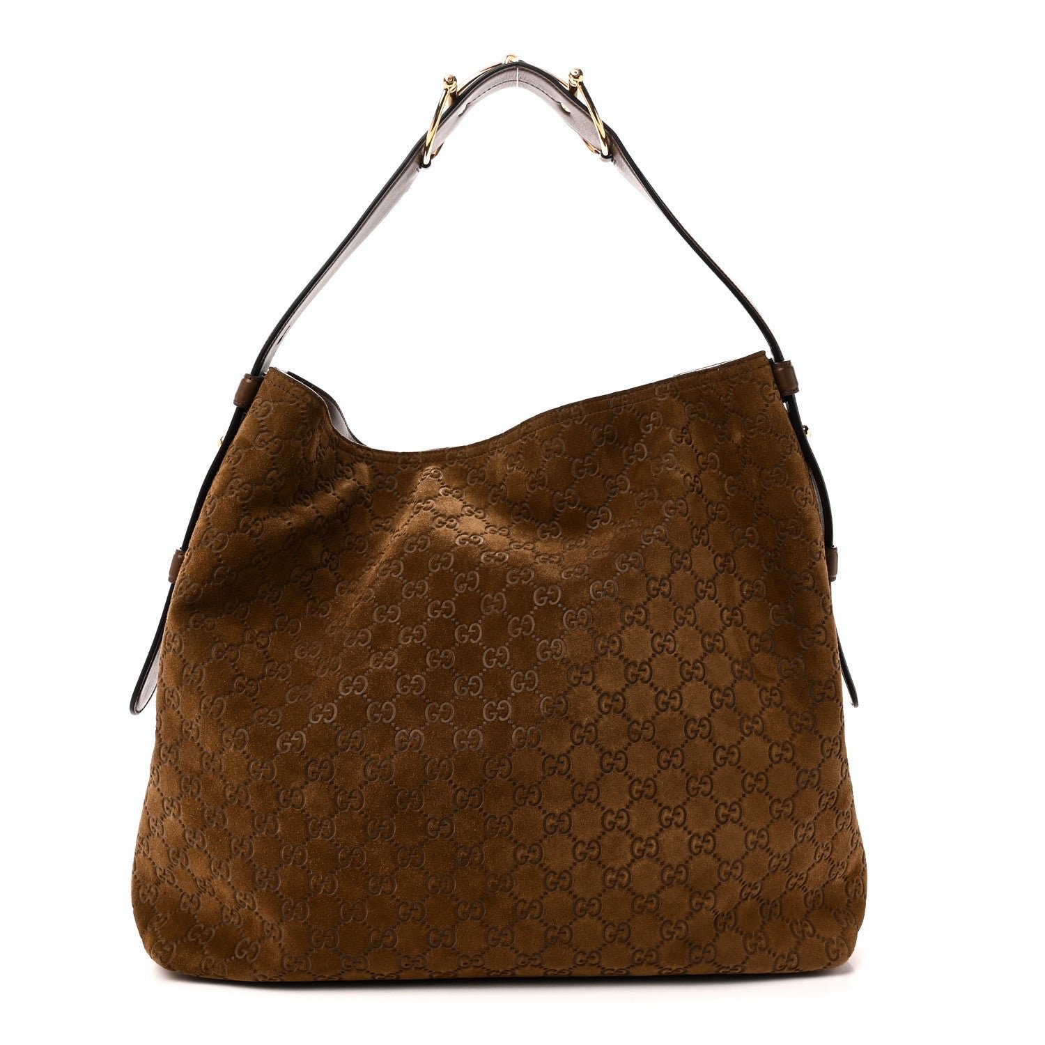 Gucci Suede Monogram Large Beatrix Tote Brown