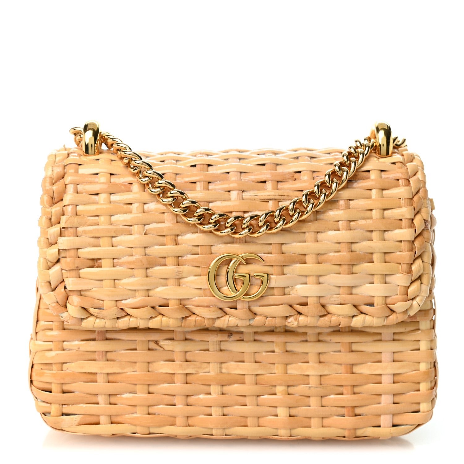 Gucci Glazed Wicker Mini Cestino Shoulder Bag Natural