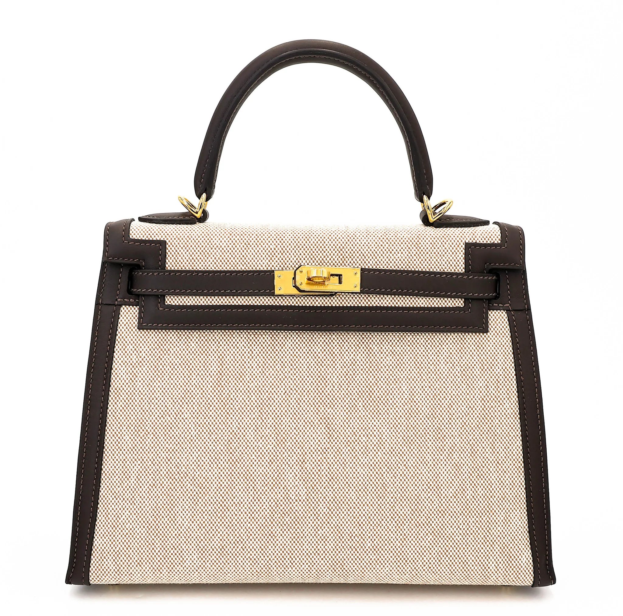 Hermes Brand New ( Rank N ) HERMÈS Kelly 25 Sellier Bai Brun（T3） Toile H canvas Swift Gold hardware G (2026)