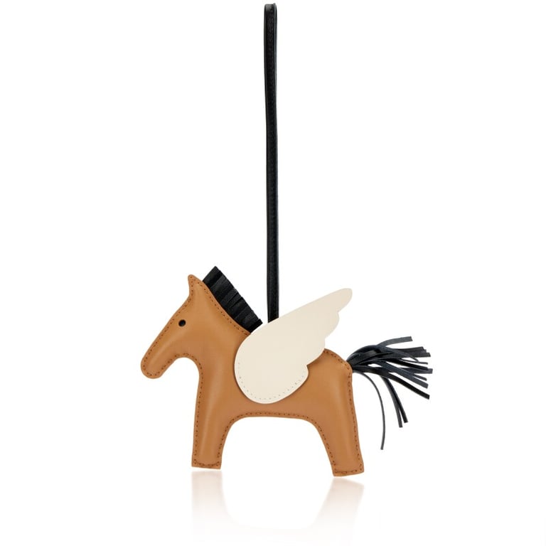 Hermes Chai, Black and Nata Milo Lambskin and Swift GriGri Rodeo Pegase Charm MM, 2022