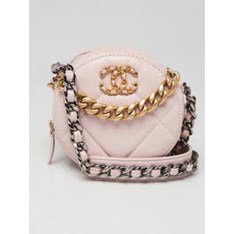 Chanel Chanel Pink Quilted Lambskin Chanel 19 Round Clutch Bag