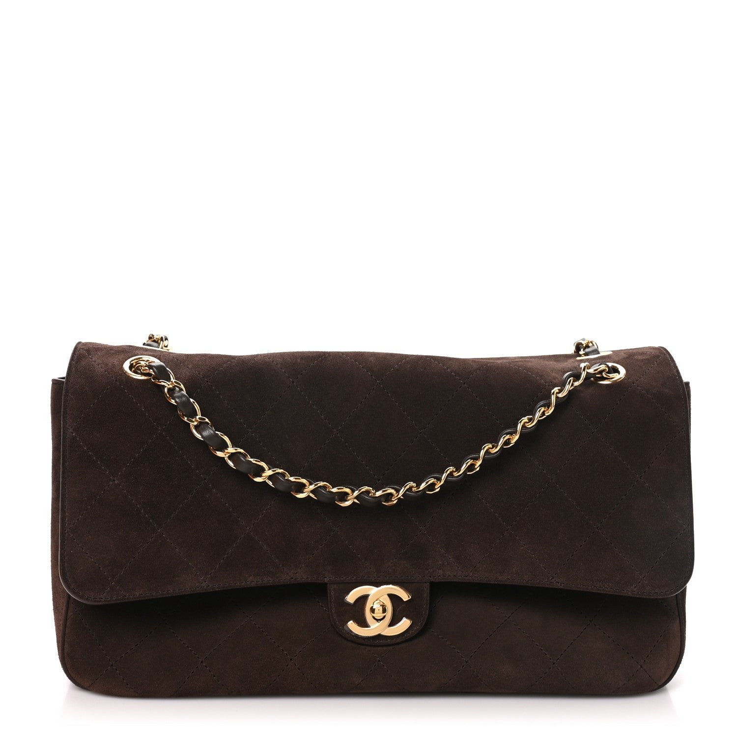 Chanel Suede Calfskin Small Souplissimo Maxi Flap Dark Brown