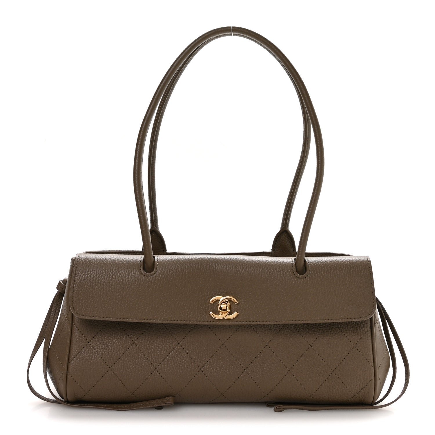 Chanel Grained Calfskin Stitched Urban Essentials Small Shopping Bag Dark Khaki
