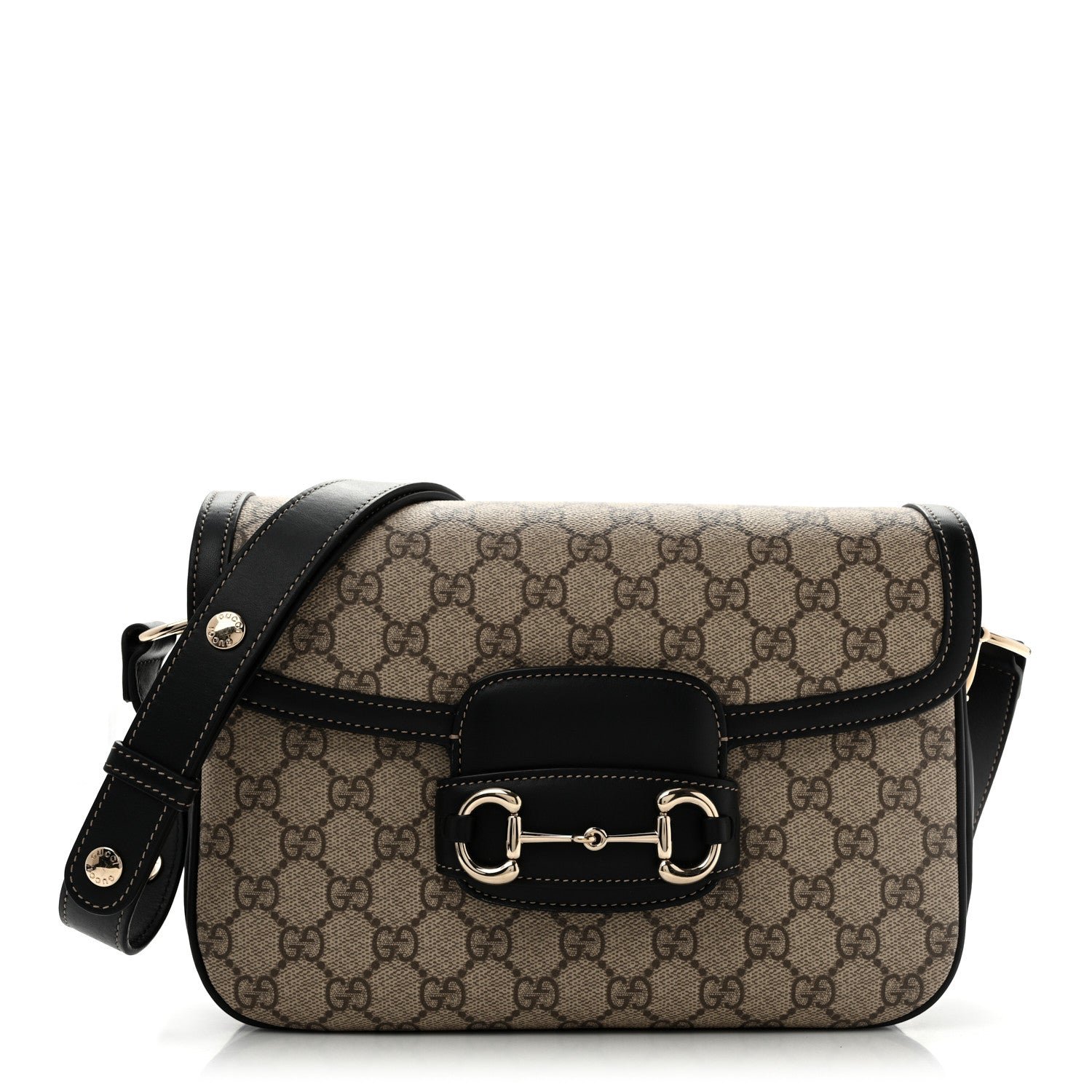 GG Supreme Monogram Horsebit 1955 Soft Small Shoulder Bag Beige Black
