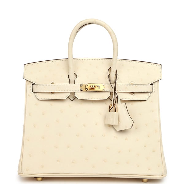 Hermes Hermes Birkin 25 Nata Ostrich Boreal Gold Hardware