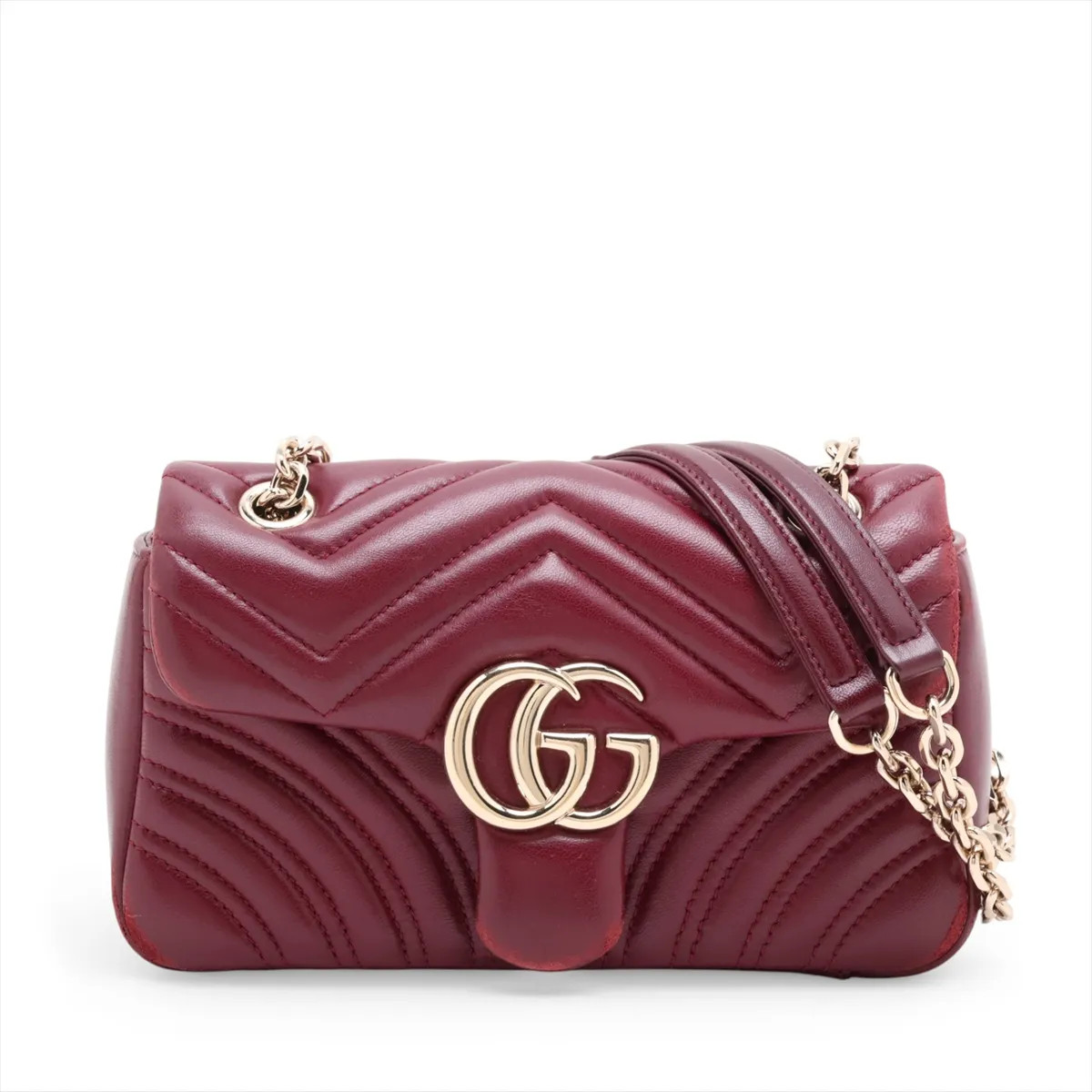 Gucci GG Marmont 837280 Leather Chain Shoulder Bag Bordeaux