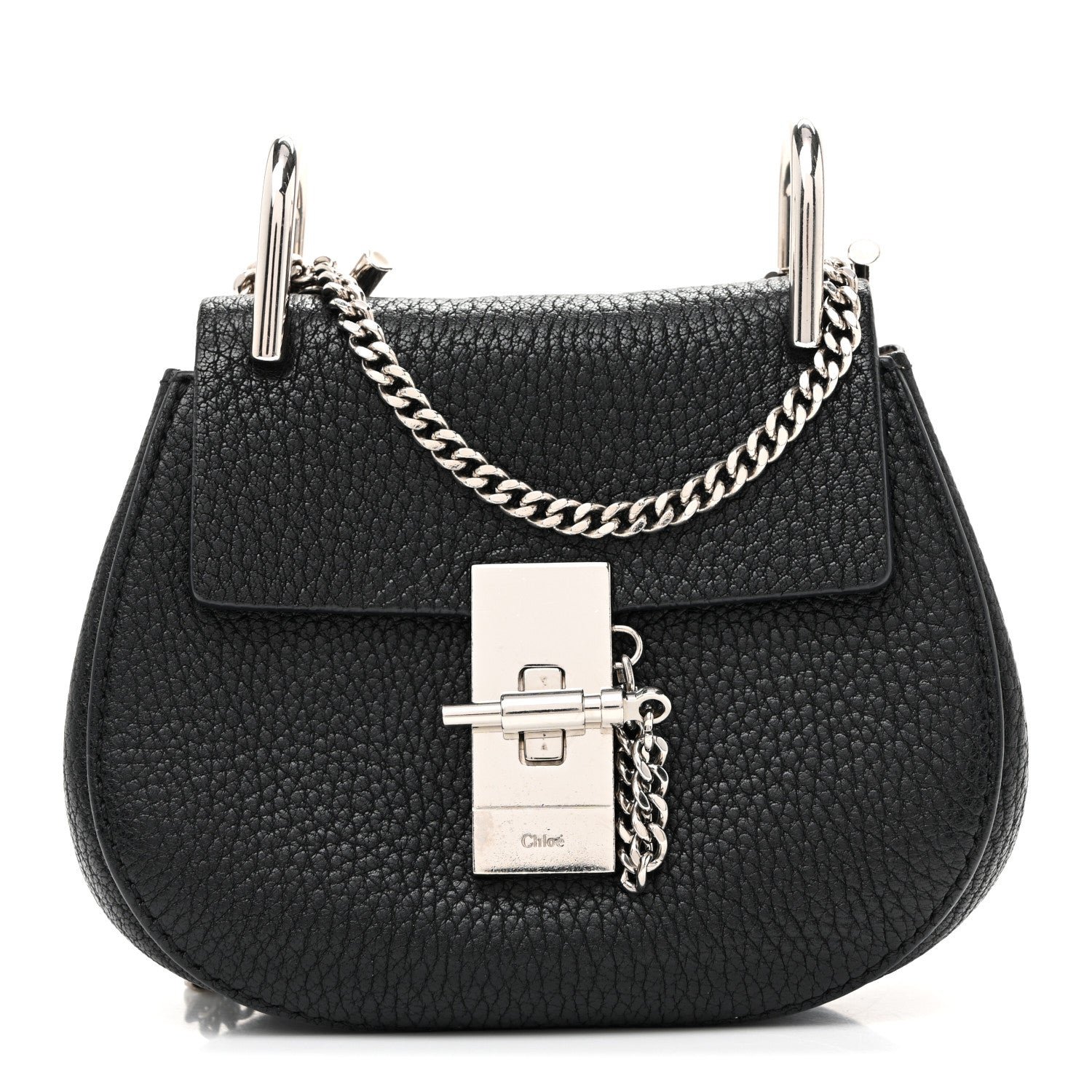 Chloe Grained Lambskin Mini Drew Shoulder Bag Black