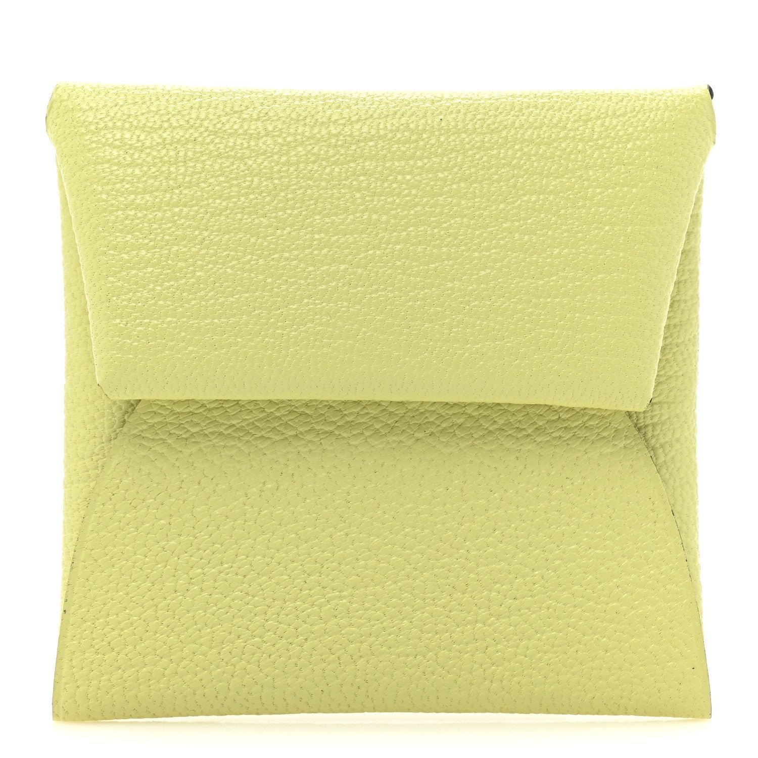 Hermes Chevre Mysore Bastia Verso Coin Purse Jaune Bourgeon Nata