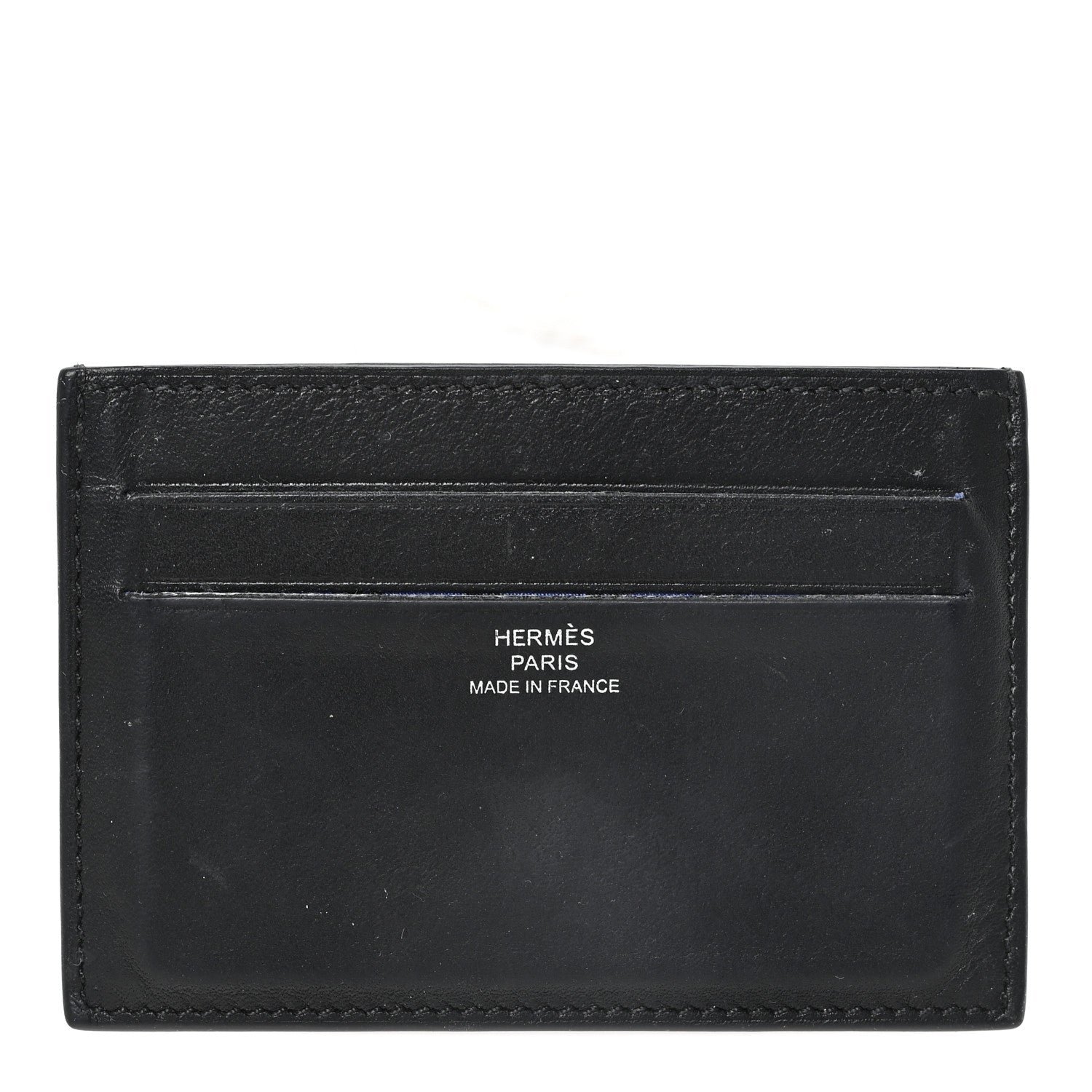 Hermes Evercolor Citizen Twill Card Case Black Bleu de France Bleu Saphir