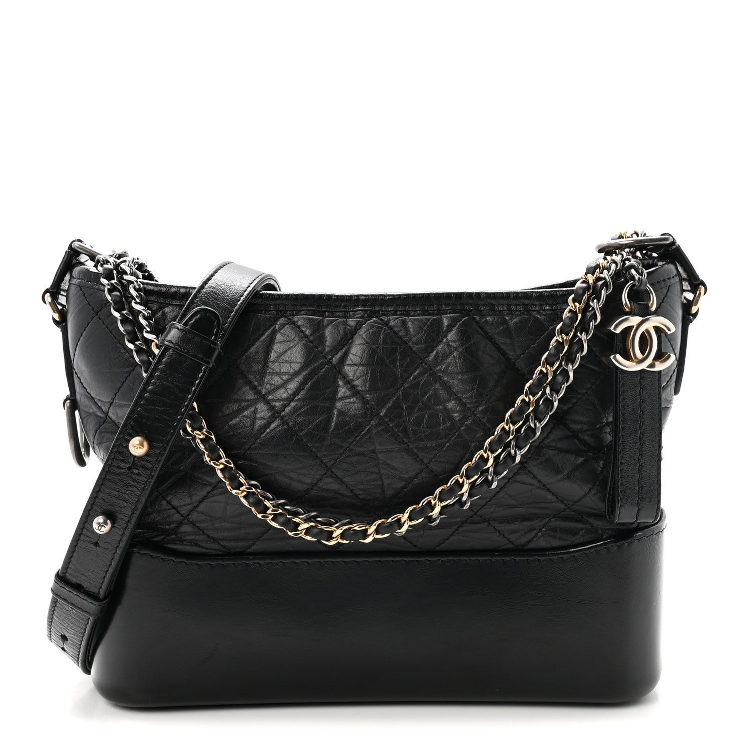 Chanel Aged Calfskin Quilted New Medium Gabrielle Hobo Black
