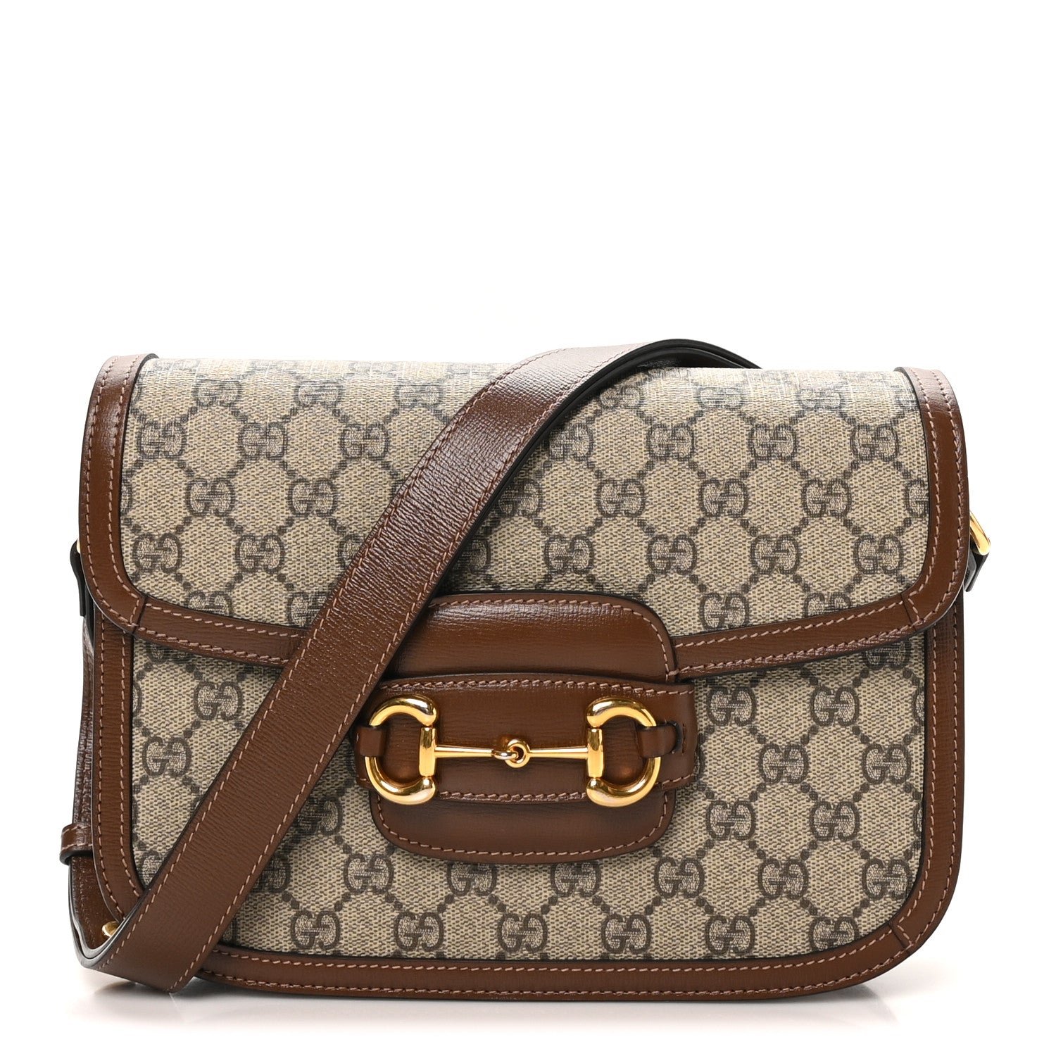 Gucci GG Supreme Monogram Horsebit 1955 Shoulder Bag Beige Brown Sugar Beige Brown Sugar