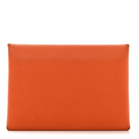 Hermes Epsom Verso Calvi Duo Card Case Orange Lime