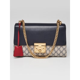 Gucci Gucci Blue GG Supreme Coated Canvas Padlock Medium Shoulder Bag