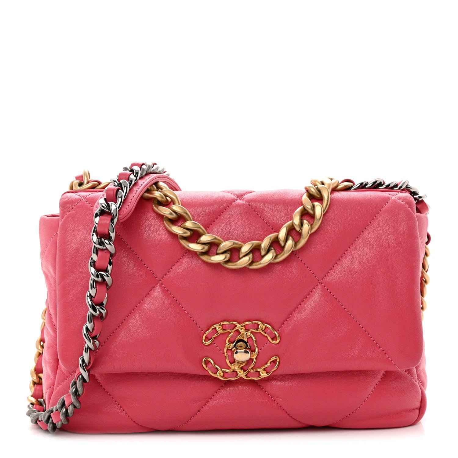 Chanel Lambskin Quilted Medium Chanel 19 Flap Light Pink