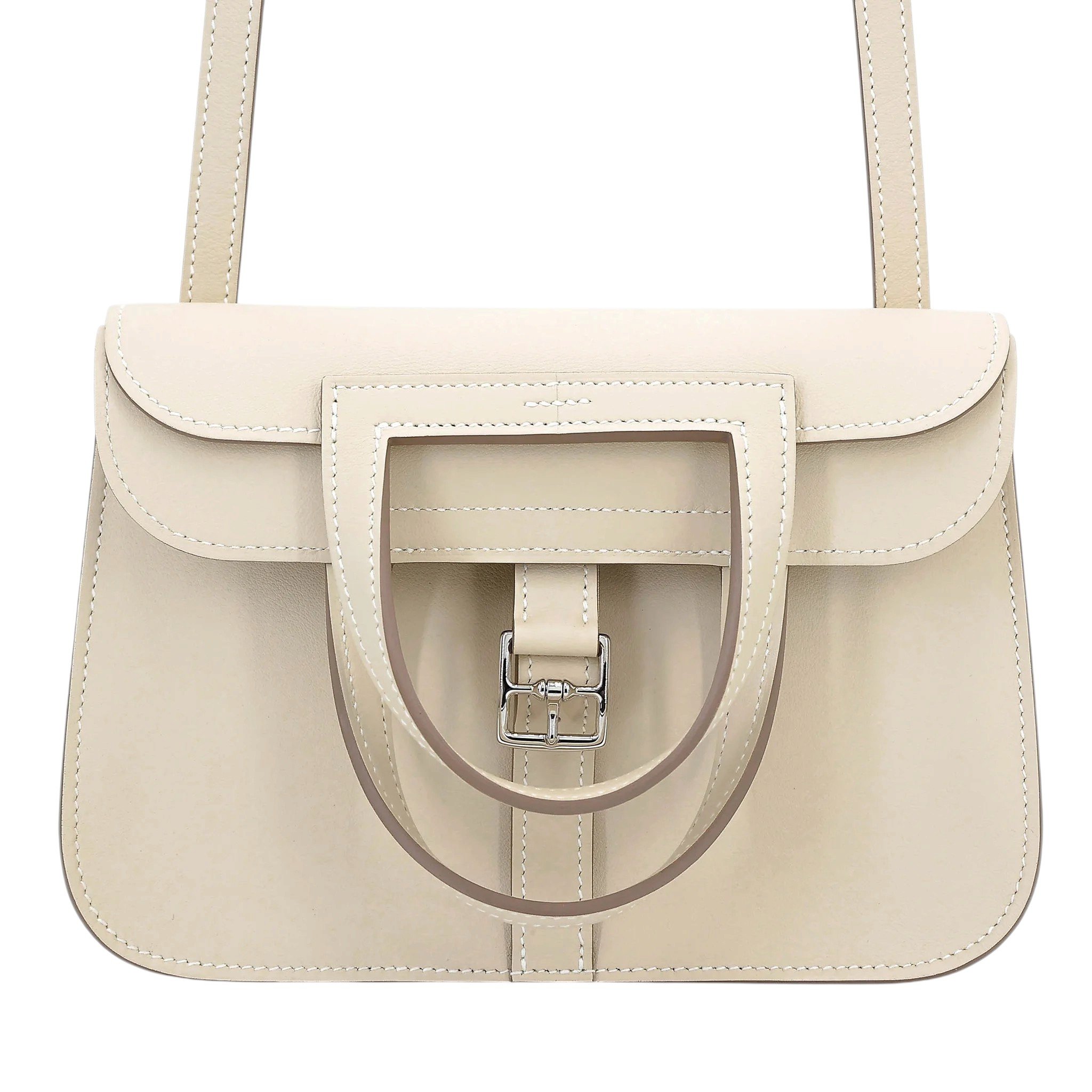Very Good ( Rank A) HERMÈS Halzan Mini Craie (10) Swift Palladium hardware K (2025)