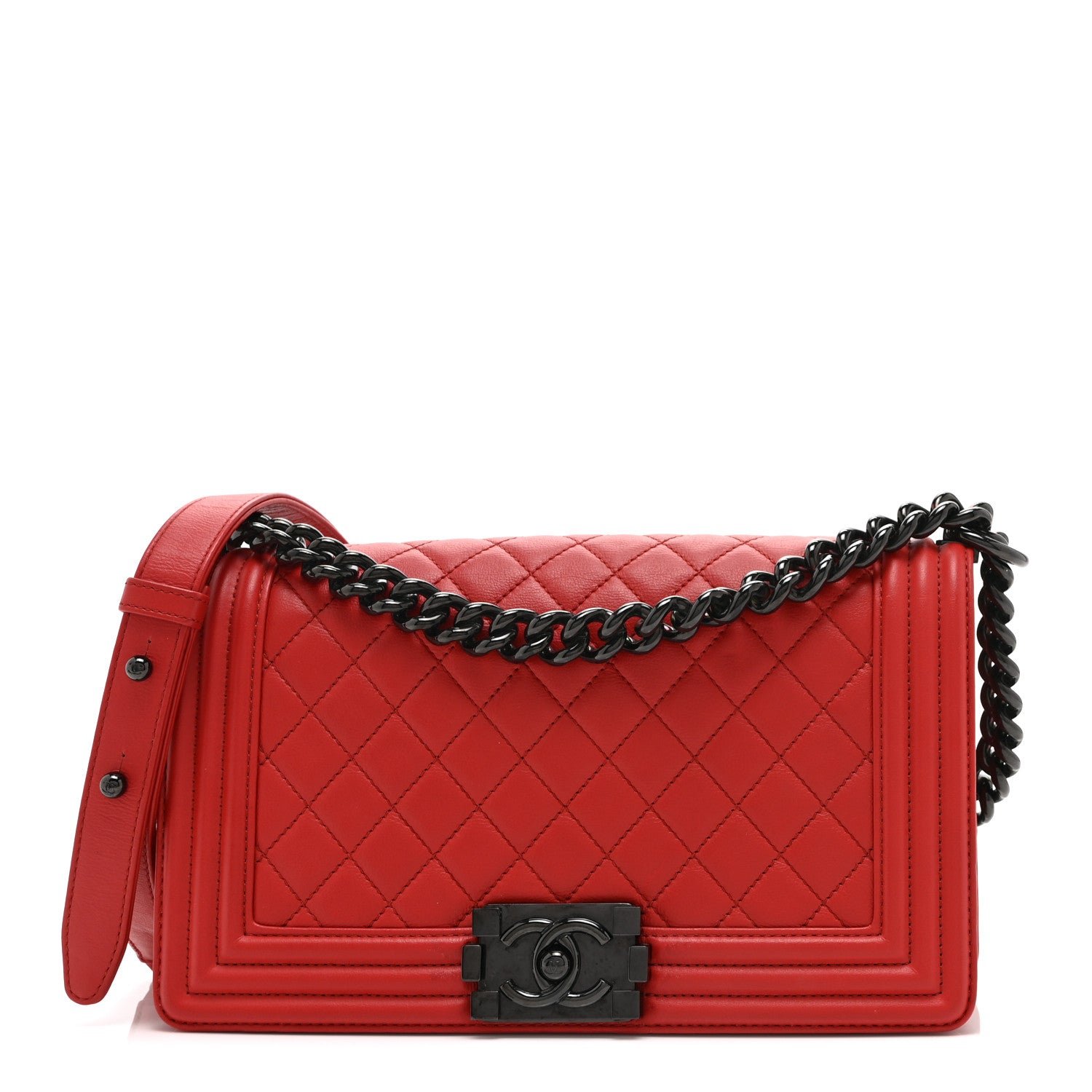 Chanel Calfskin Quilted Medium Boy Flap Red