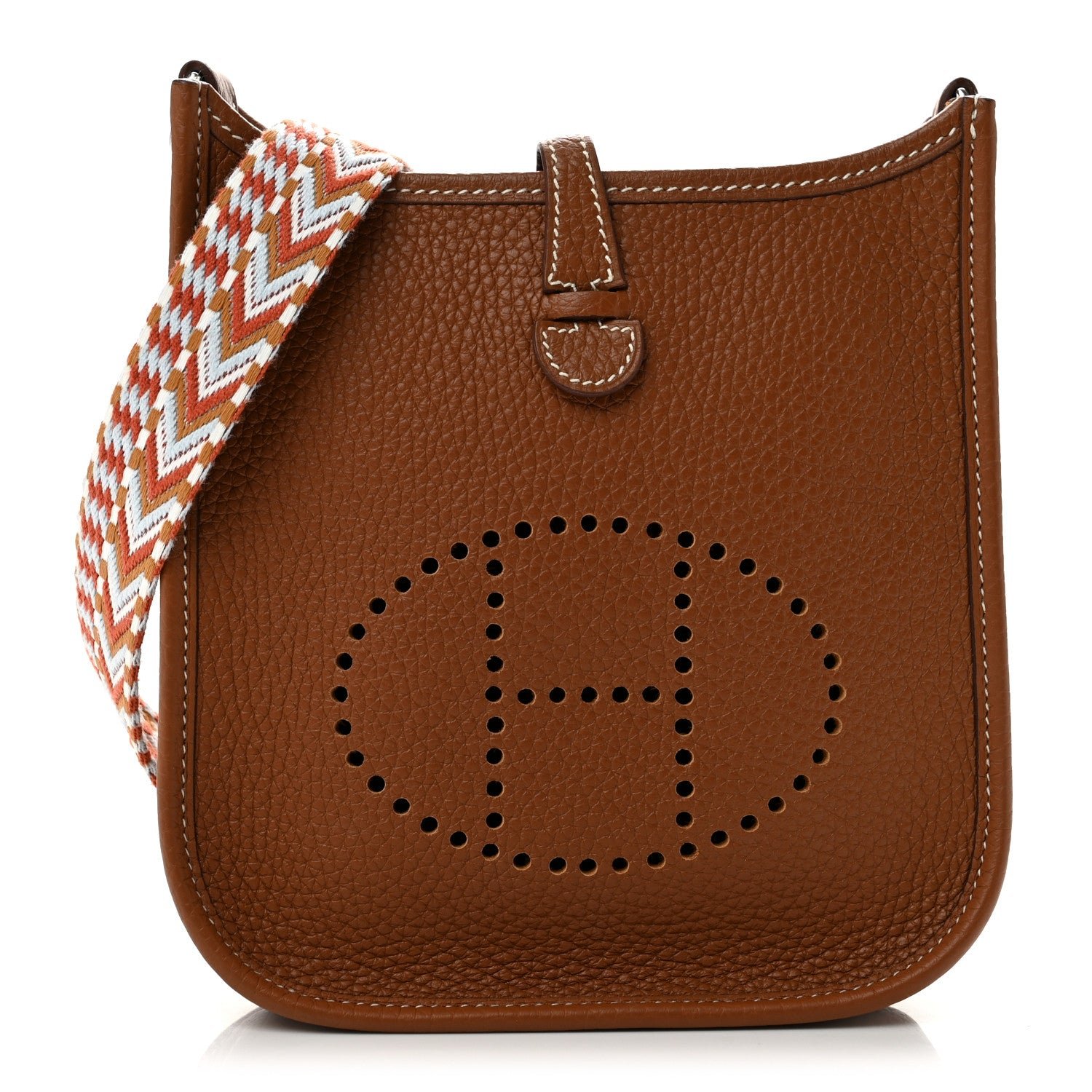 Hermes Taurillon Clemence Allegro Evelyne TPM Gold Cornaline White