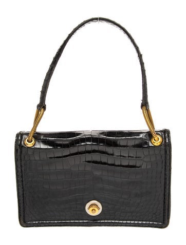 Crocodile Flap Handle Bag