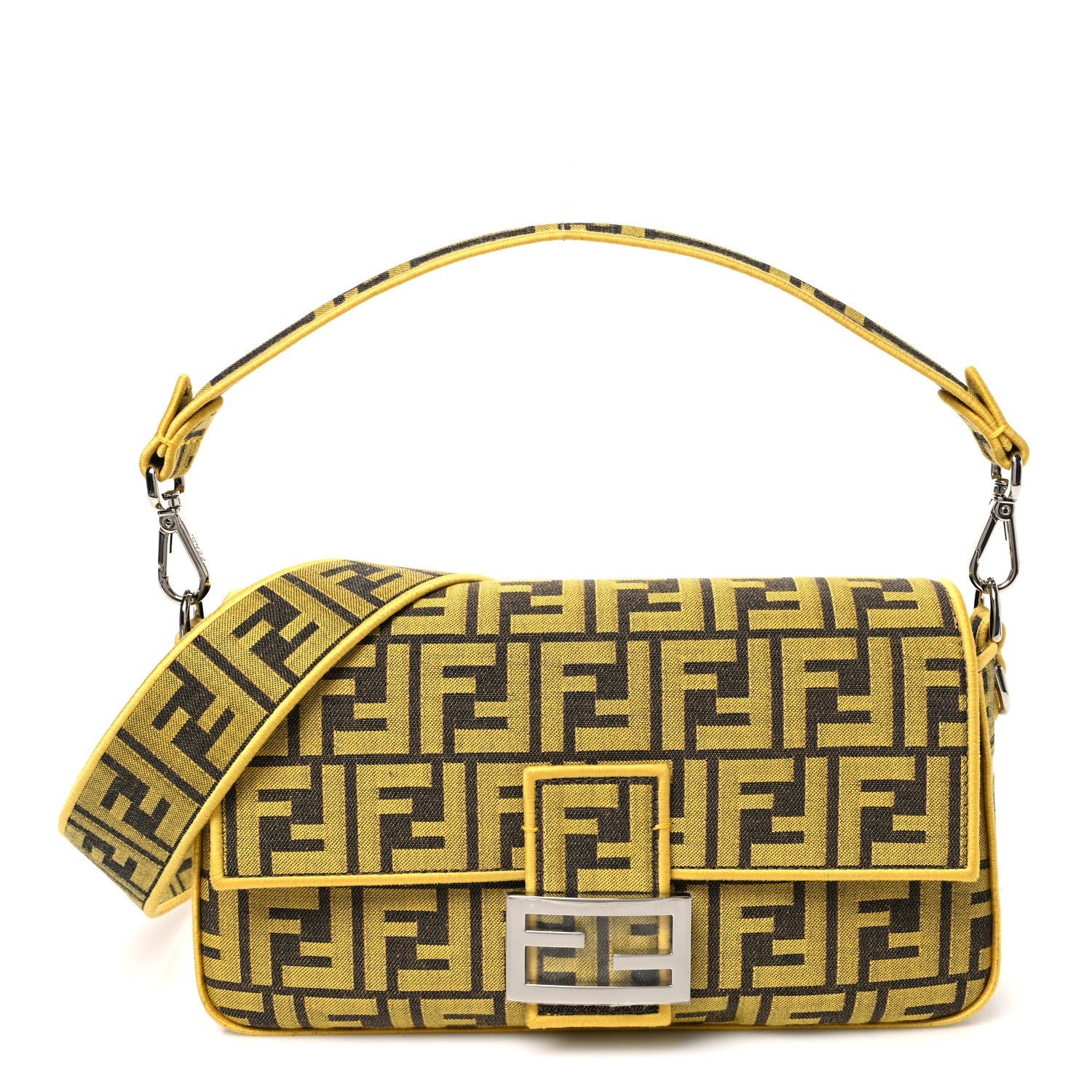 Fendi x FRGMT Woven Fabric Jacquard FF Embroidered Baguette Mimosa