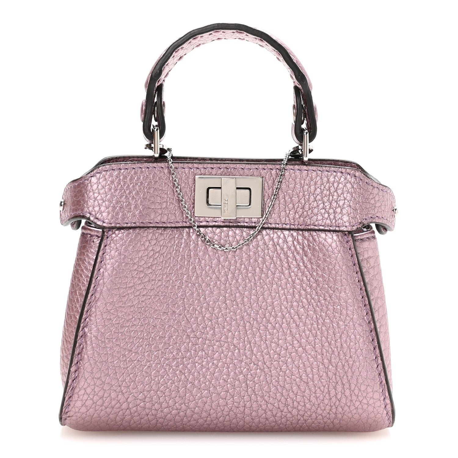 Fendi Metallic Cuoio Romano Selleria Nano Peekaboo Satchel Purple