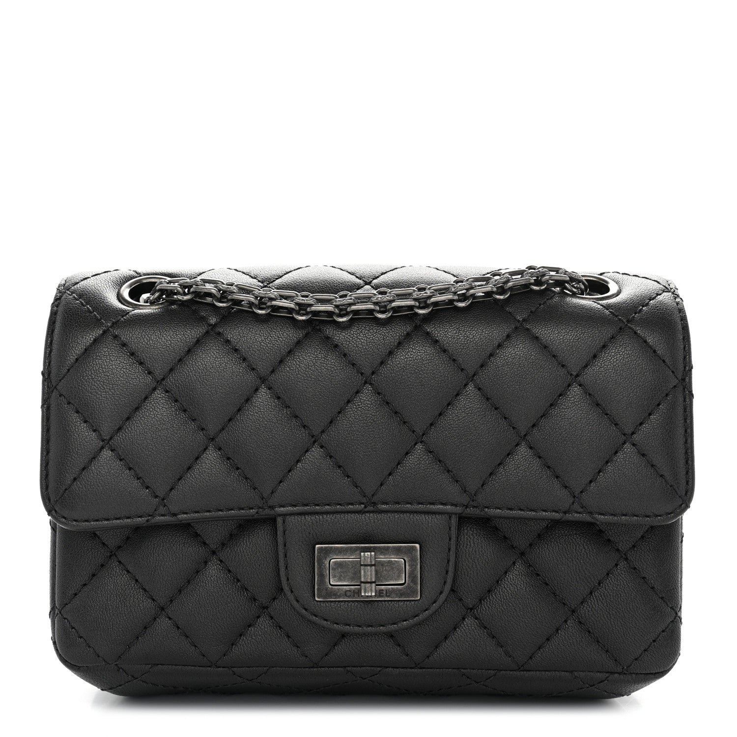 Chanel Metallic Sheepskin Quilted 2.55 Reissue Mini Flap Dark Grey