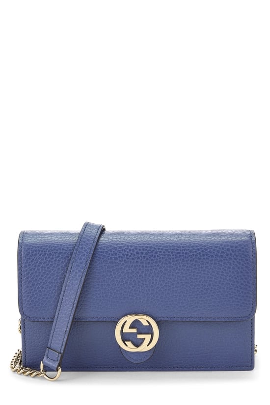 Blue Leather Interlocking Wallet On Chain (WOC) Small