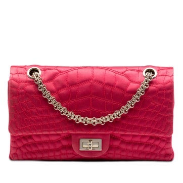 Croc Quilted Satin Reissue 2.55 Double Flap