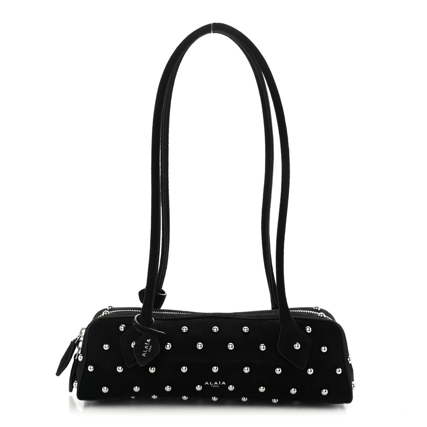 Alaia Nubuck Studded Small Le Teckel Bag  Black