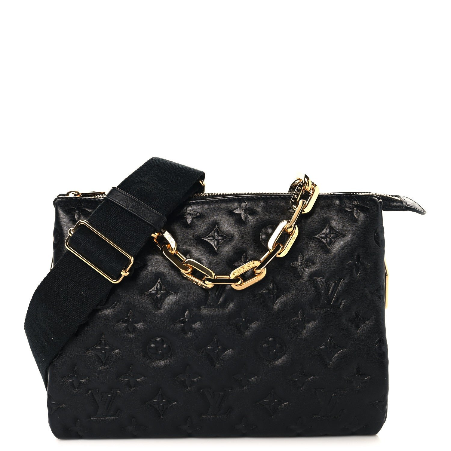Louis Vuitton Lambskin Embossed Monogram Coussin PM Black