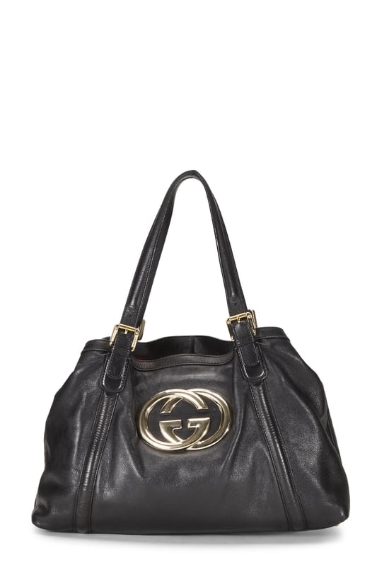 Black Leather Britt Shoulder Bag Large