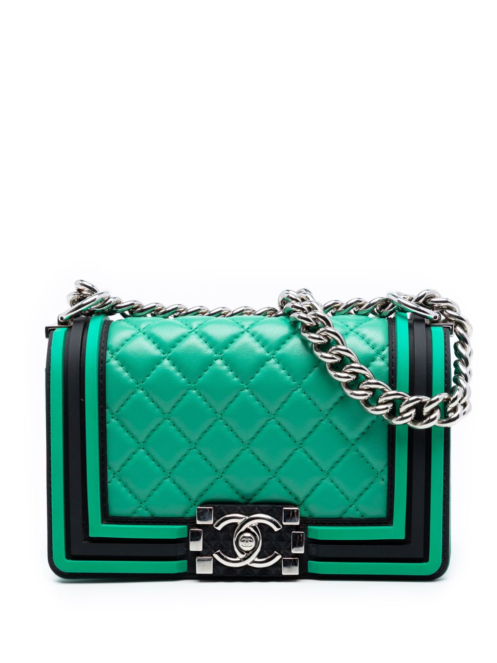 2017-2018 Small Bicolor Quilted Lambskin and Rubber Boy Flap crossbody bag