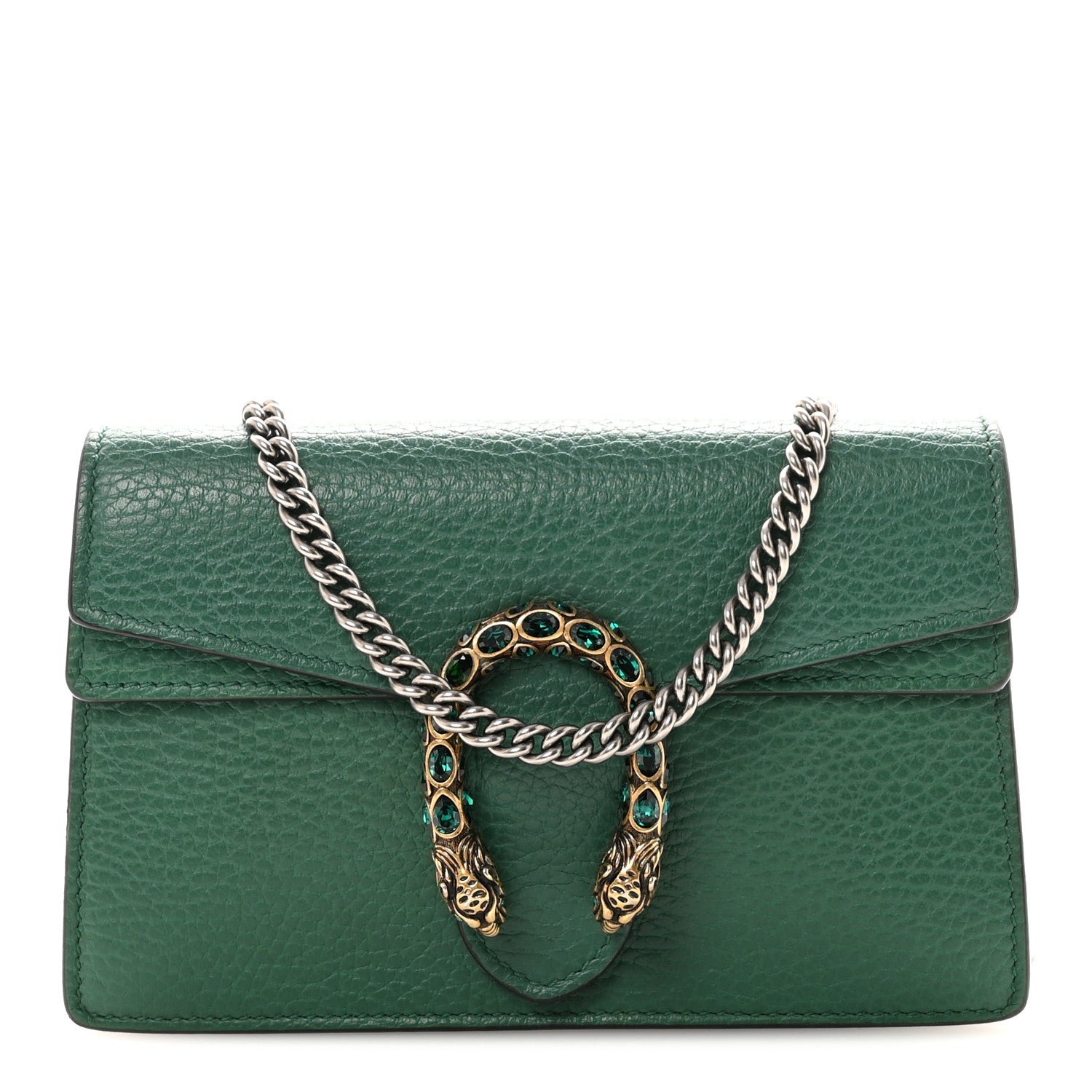 Gucci Dollar Calfskin Crystal Super Mini Dionysus Shoulder Bag Emerald