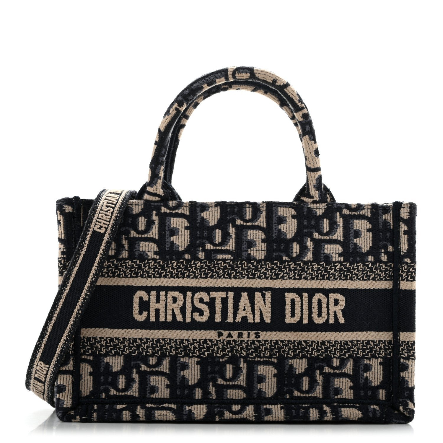 Christian Dior Oblique Mini Book Tote With Strap Blue Multicolor