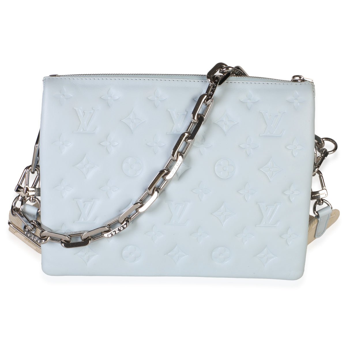 Light Blue Monogram Embossed Lambskin Coussin PM