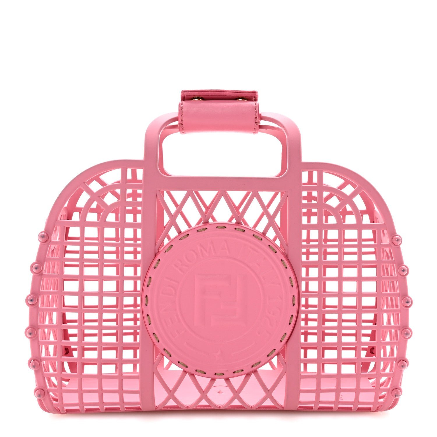 Fendi Recycled Plastic Vitello Liberty Matte Small Fendi Basket Rosa