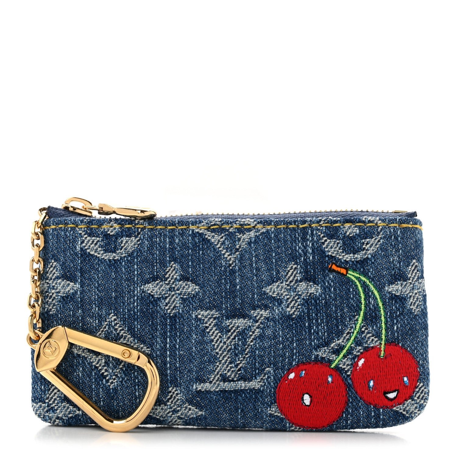 Louis Vuitton LV X TM Monogram Denim Cerises Key Pouch Blue