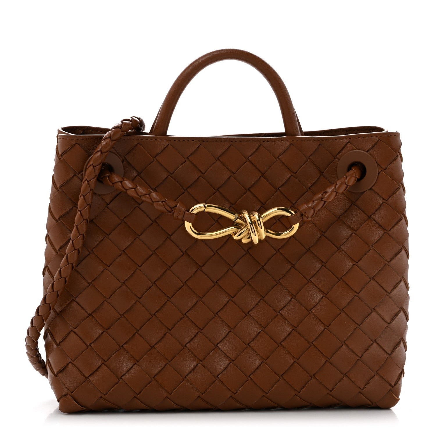 Bottega Veneta Nappa Intrecciato Small Andiamo Shoulder Bag Tannin