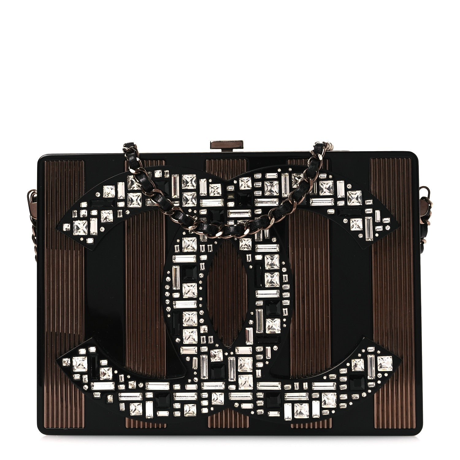 Chanel Plexiglass Crystal CC Minaudiere Clutch Black Copper