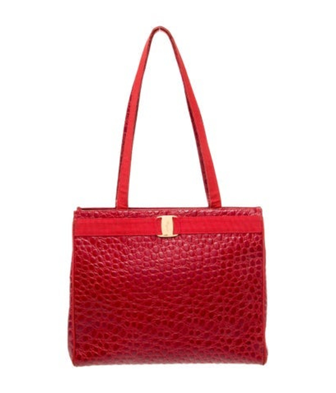 Salvatore Ferragamo Ferragamo Embossed Leather Shoulder Bag Vintage