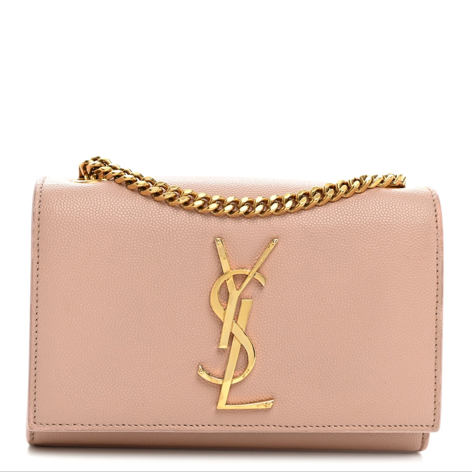 Saint Laurent Grain De Poudre Small Monogram Kate Satchel Pale Blush