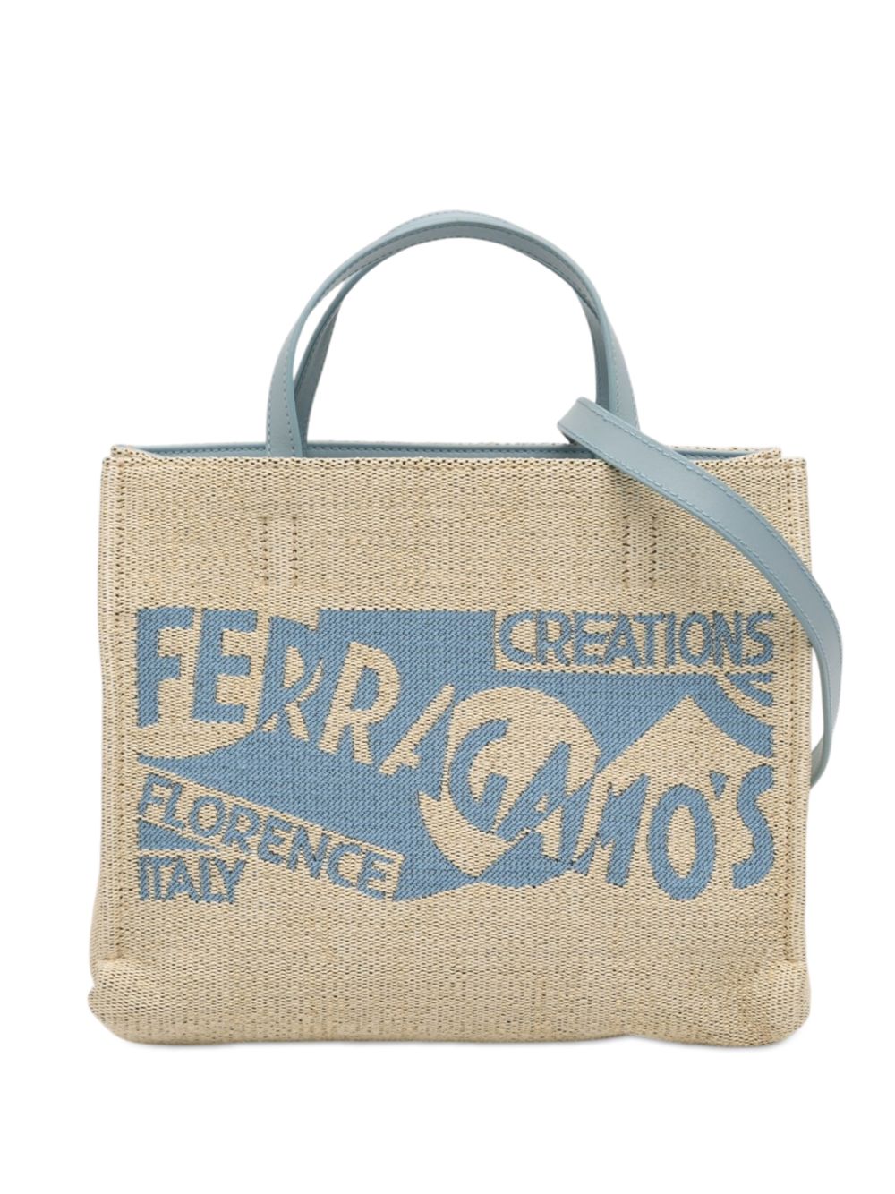 2010-2026 Ferragamos Creations Medium Raffia Shopping Tote satchel